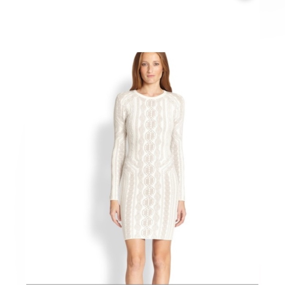 BCBGMAXAZRIA Women's Jaime Cable-Inspired Jaquard Dress